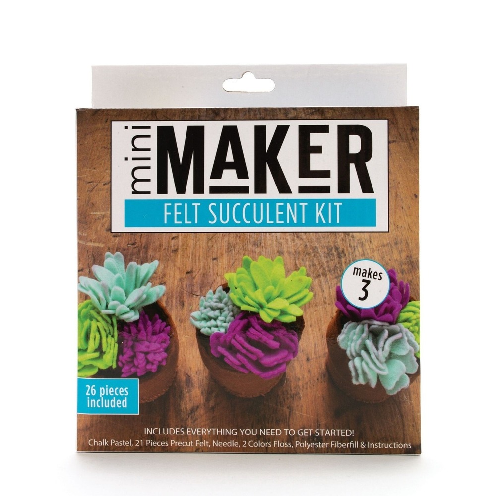 Leisure Arts Kit Mini Maker Blue Felt Succulent